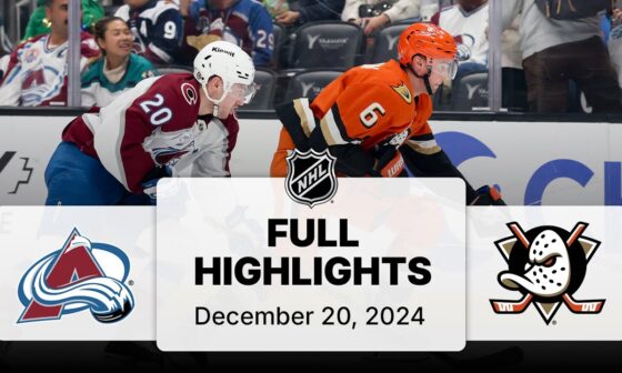 NHL Highlights | Avalanche vs. Ducks | December 20, 2024