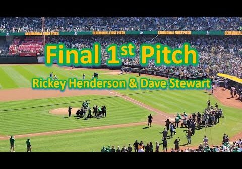 Rickey Henderson and Dave Stewart Throw Final 1st Pitch at Oakland Coliseum | RIP Rickey Henderson