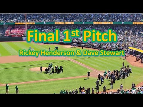 Rickey Henderson and Dave Stewart Throw Final 1st Pitch at Oakland Coliseum | RIP Rickey Henderson