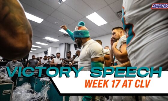 POSTGAME LOCKER ROOM SPEECH AFTER WEEK 17 WIN OVER CLEVELAND BROWNS | MIAMI DOLPHINS