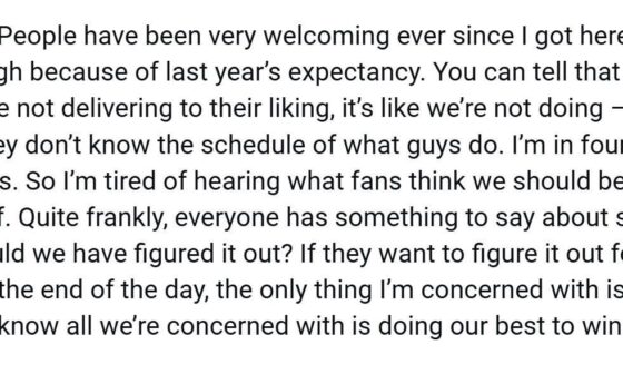 [Hime] Asked Nickeil Alexander-Walker about fan frustration over the Wolves still figuring things out at this point. He gave an answer that went into the negativity the team is hearing right now from fans. "You can tell that they're holding onto [last year]."