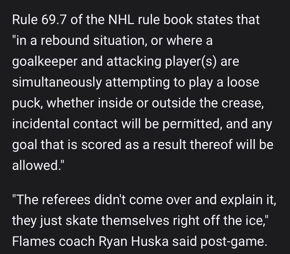 Statements from the officials and Huska regarding the OT loss