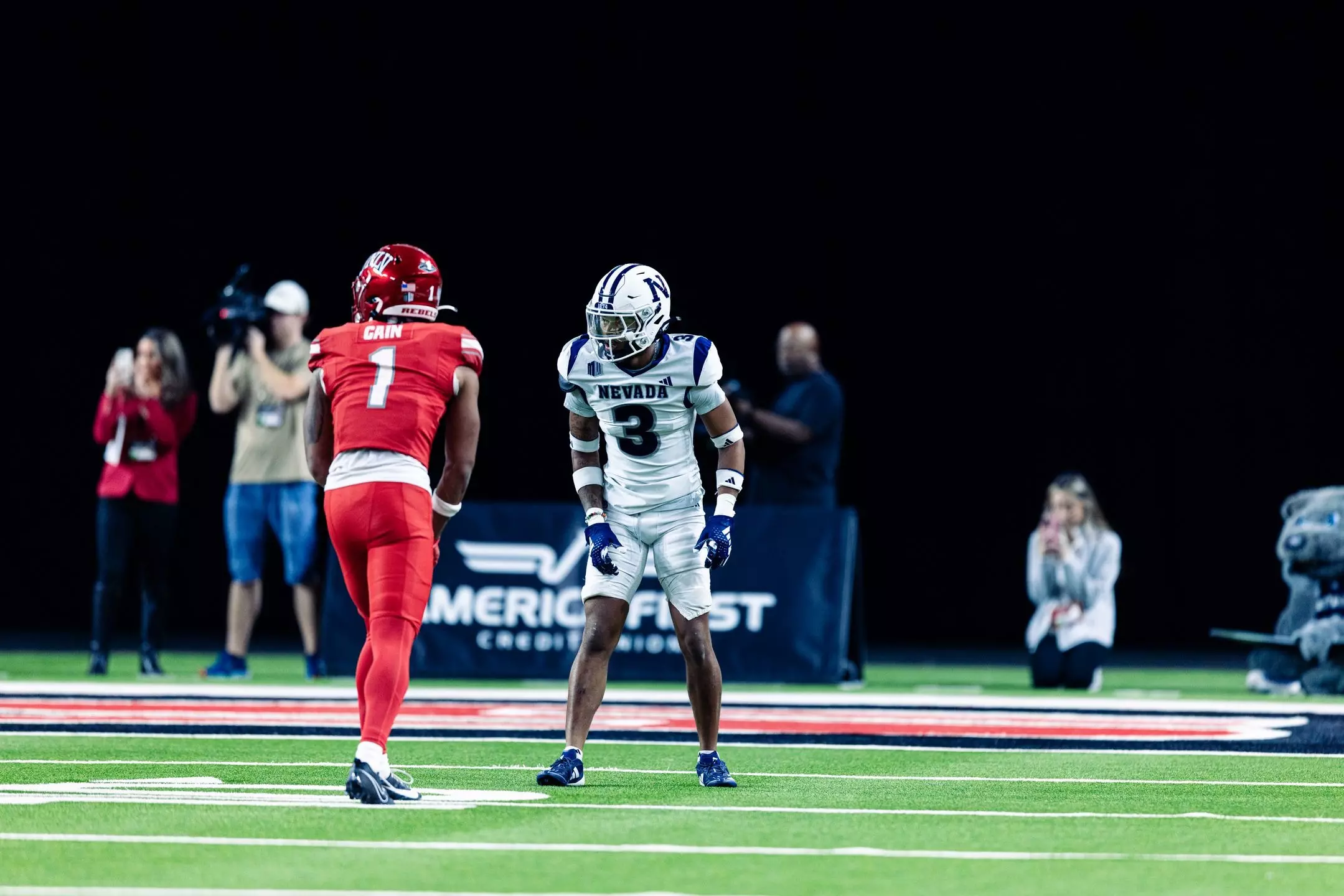 Michael Coats Jr. lined up to cover a UNLV receiver