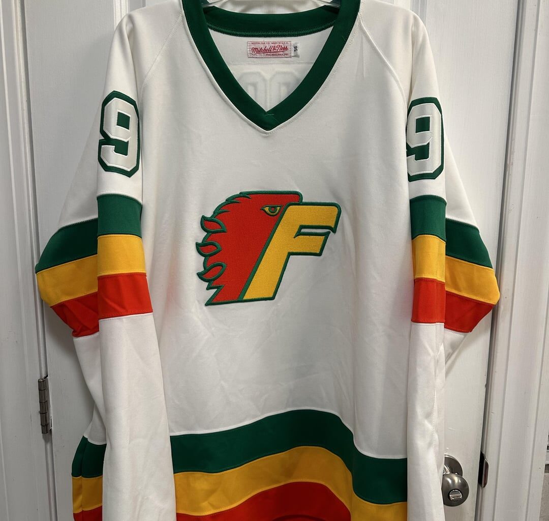 Former Flyers affiliate. Philadelphia Firebirds jersey.