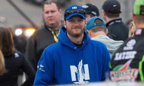 NASCAR Sprint Cup Series driver Dale Earnhardt Jr. (88) makes a pit stop during the Daytona 500 at Daytona International Speedway.