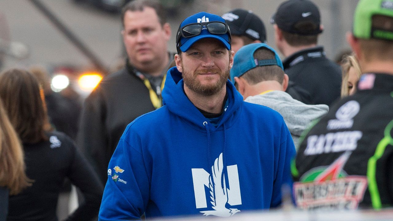 NASCAR Sprint Cup Series driver Dale Earnhardt Jr. (88) makes a pit stop during the Daytona 500 at Daytona International Speedway.