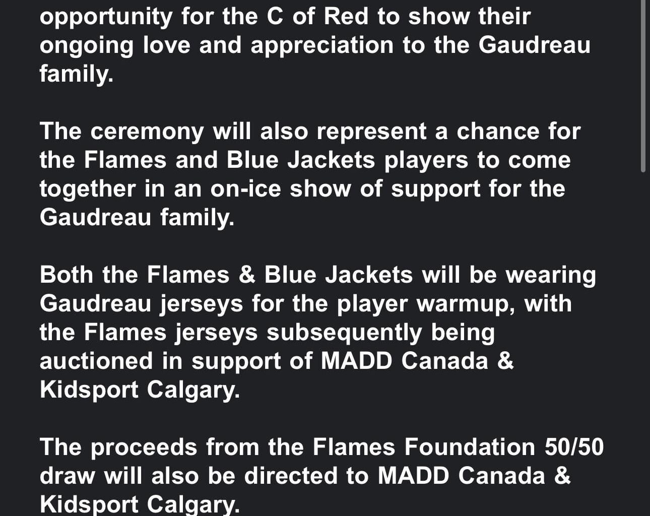 Email from the Calgary Flames about what to expect for tonight’s game!