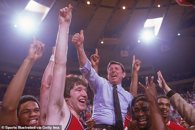 Carnesecca is hoisted aloft by his players after winning the Big East tournament back in 1983