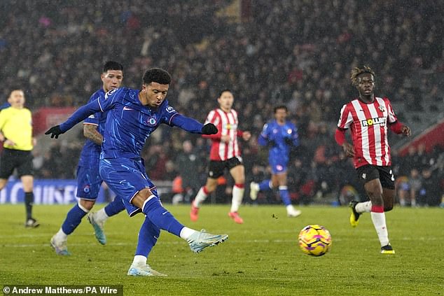 Jadon Sancho became Chelsea's 15th goalscorer of the season when he netted against Saints