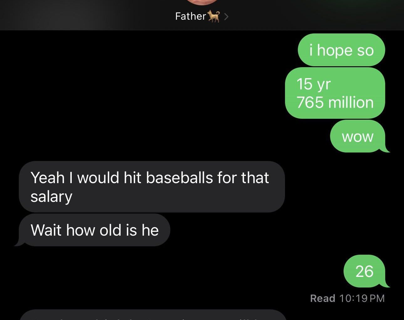 Dad’s reaction to the Soto signing