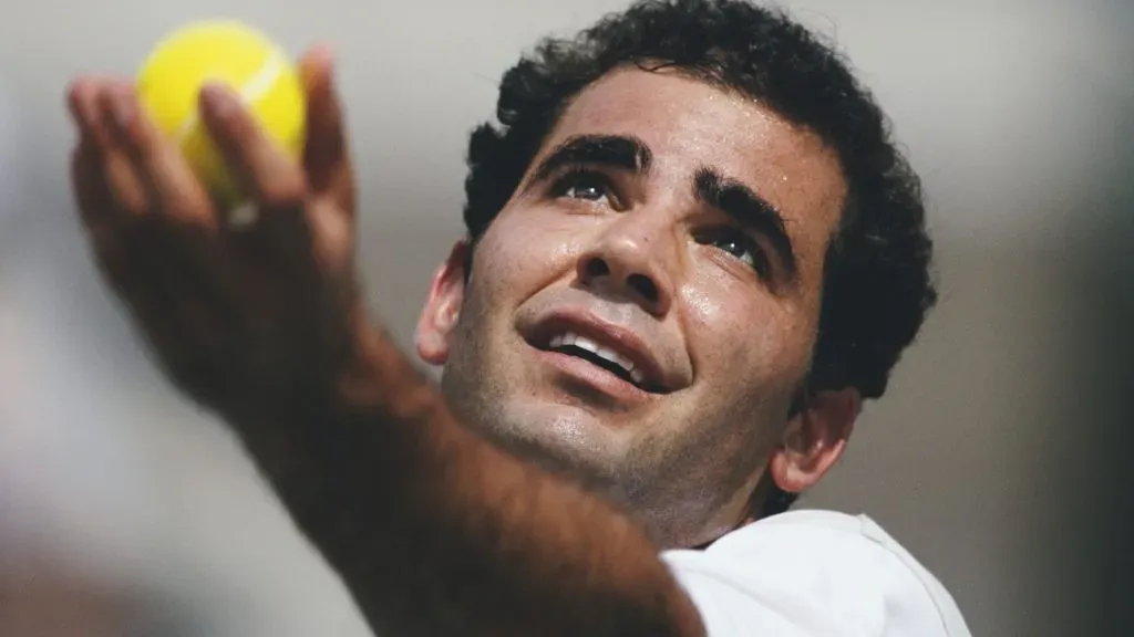 Pete Sampras of the United States serves to Martin Damm during their Men’s Singles first round match at the US Open Tennis Championship on 2 September 2000. (Source: Gary M. Prior/Getty Images)