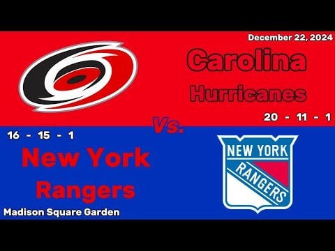 Carolina Hurricanes vs New York Rangers | December 22, 2024 | All Goals