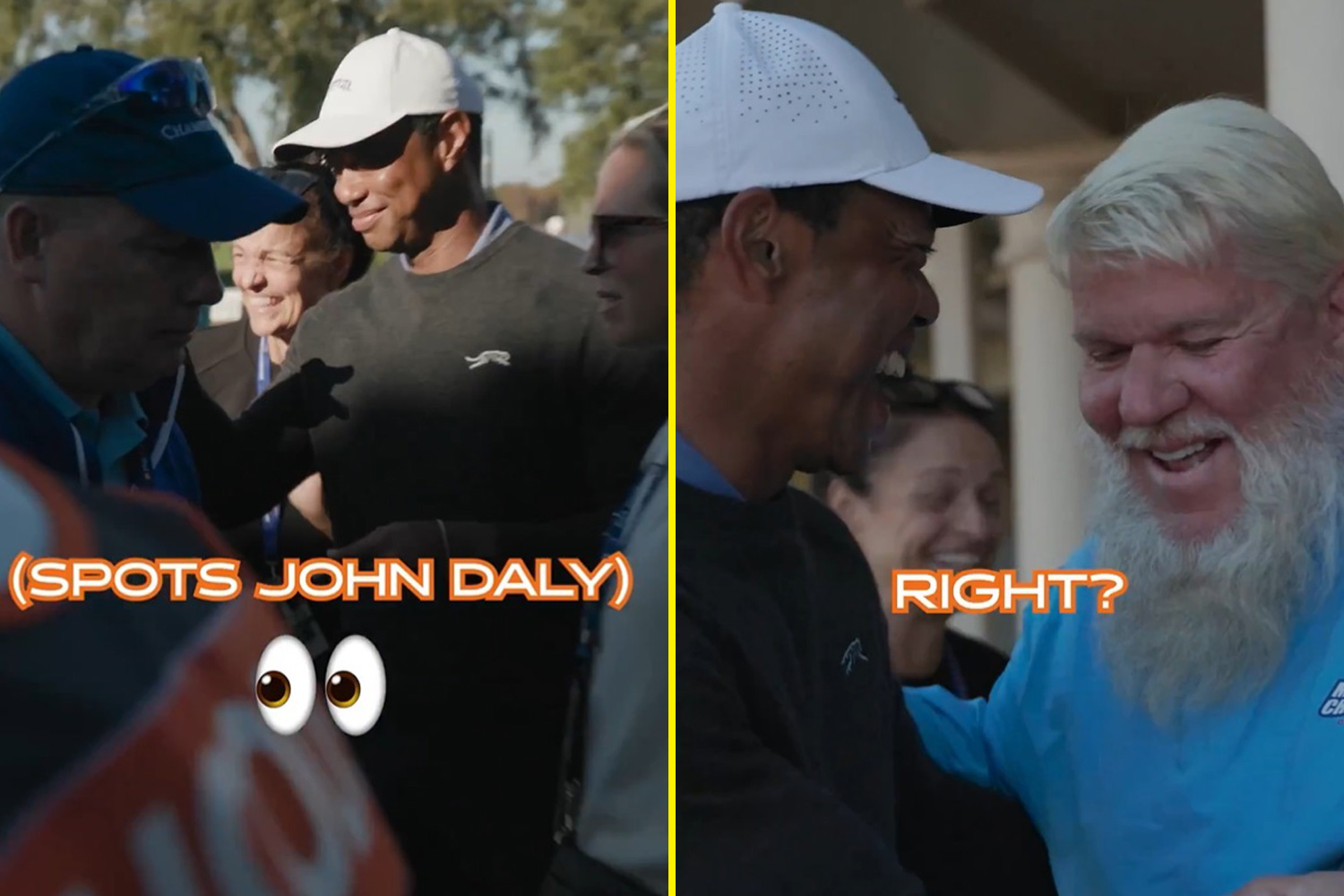 Tiger Woods can't resist cheeky John Daly jibe when spotting old rival at PNC Championship