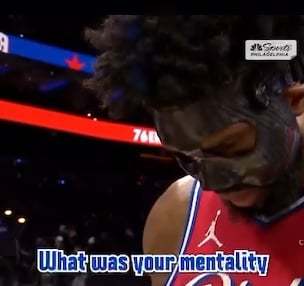 Joel Embiid - masked up says “I want to play”