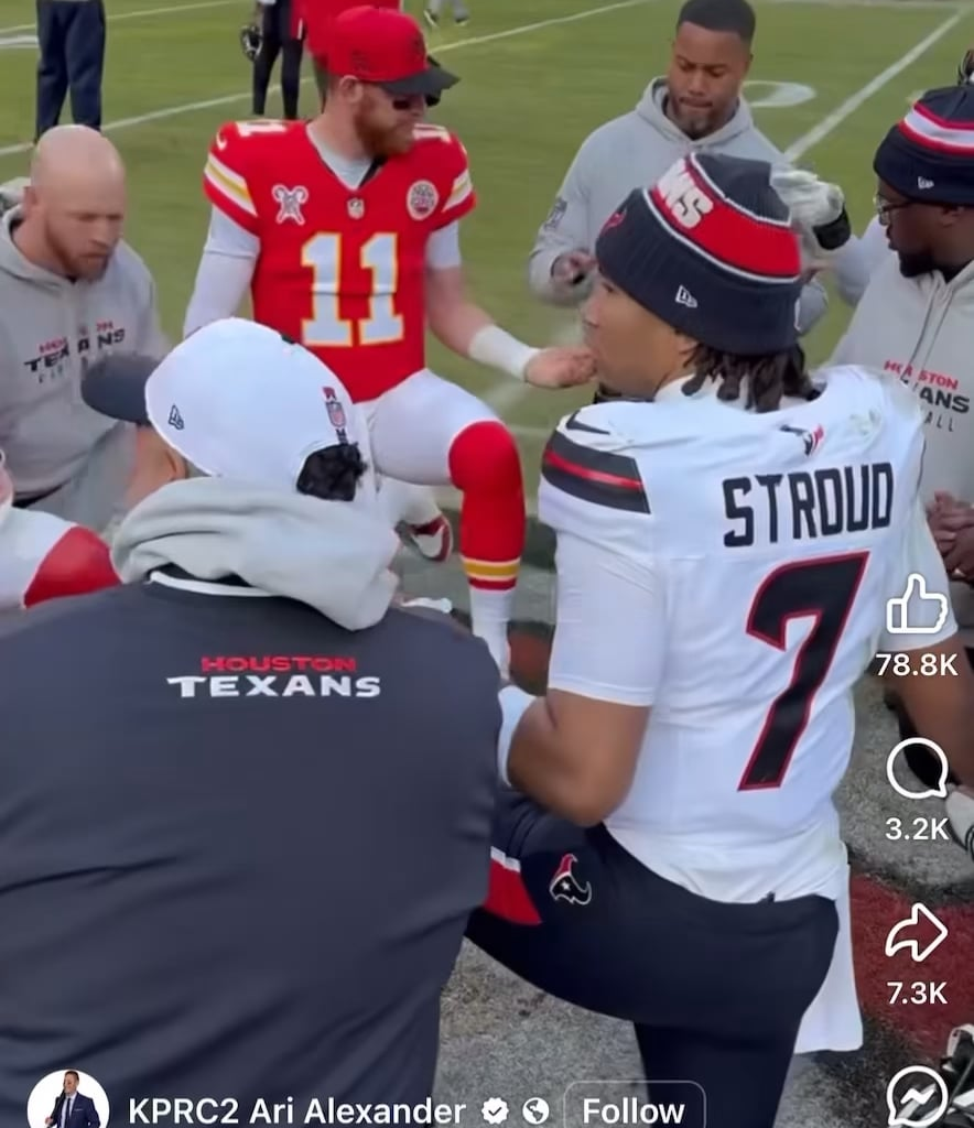 Texans and Chiefs postgame prayer.