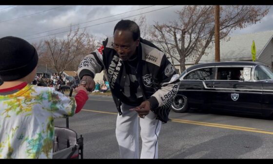 Raider nation float at my towns Christmas Parade ☠️