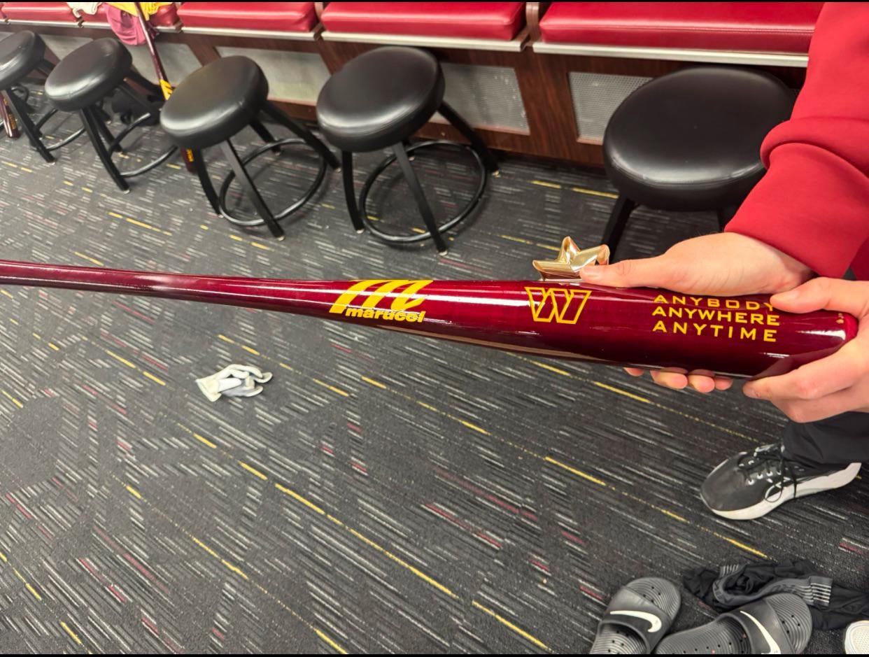 Dan Quinn got every player and staffer personalized burgundy and gold bats for Christmas. Has their name and the Commanders’ logo on them. Pretty cool.