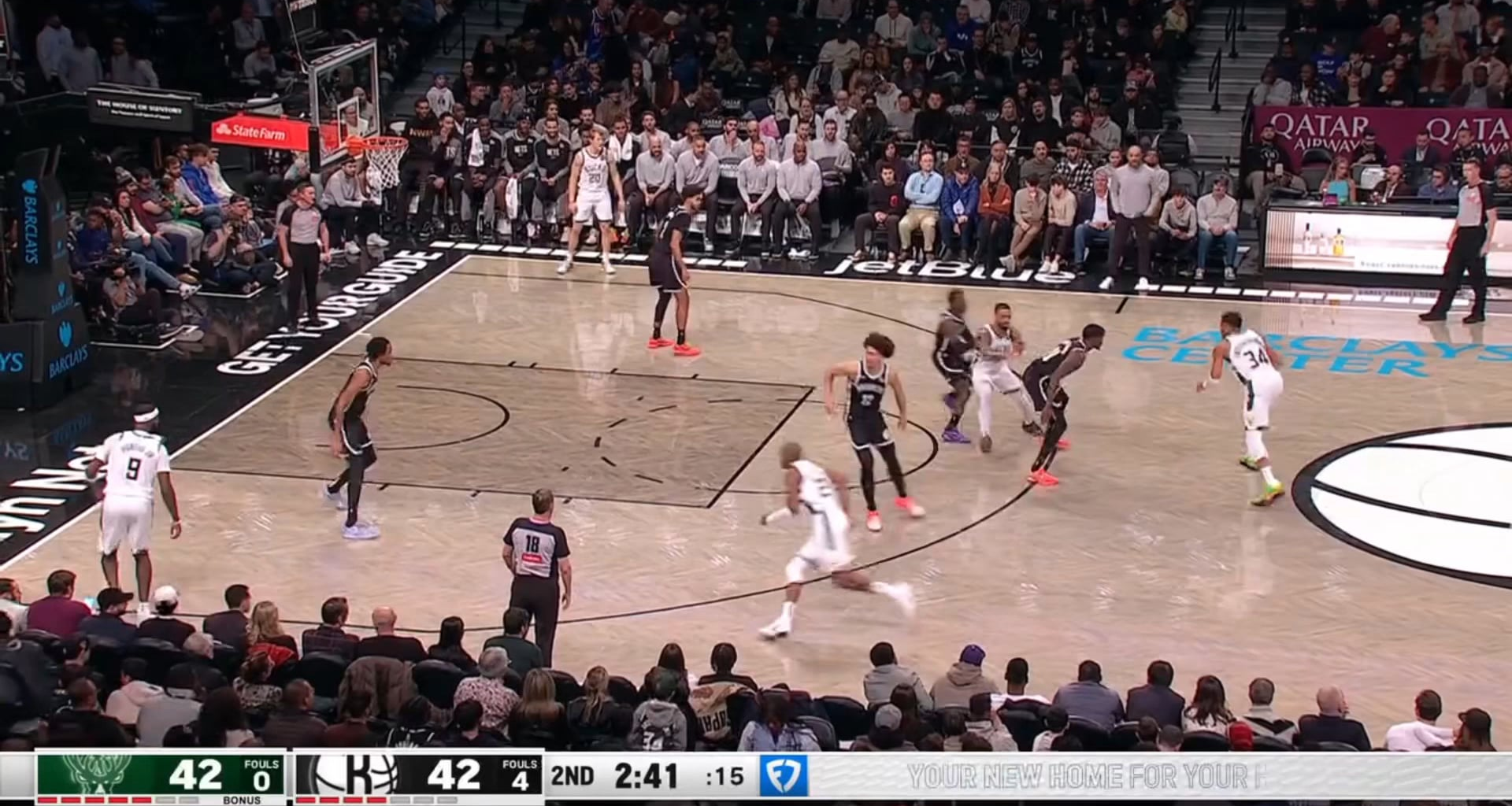 The Nets forget that Dame still has the ball...and he's standing at the 3...