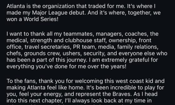 Max Fried’s goodbye message to Braves fans