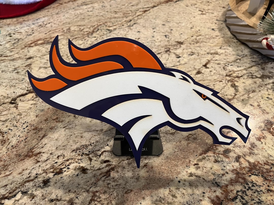 Son made me a laser cut acrylic Broncos logo for Christmas.