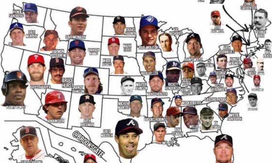 The greatest MLB player born from each state