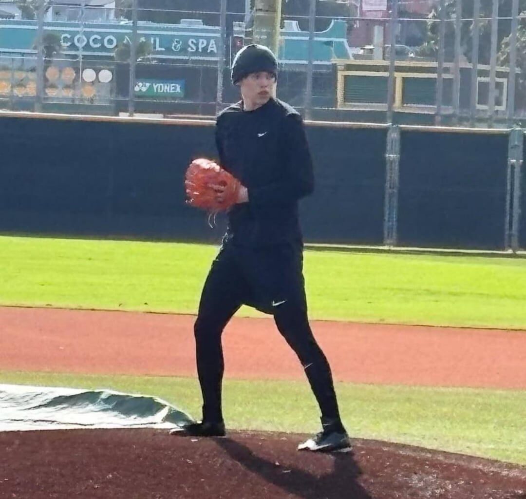 Roki throwing a bullpen at Mira Costa High (near LA)