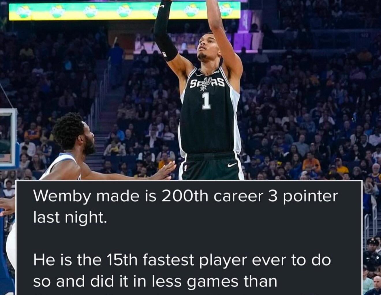 When you combine this stat with the fact that Wemby already set a new franchise record of games in a row with a block (beating both Timmy and Robinson), this is actually insane