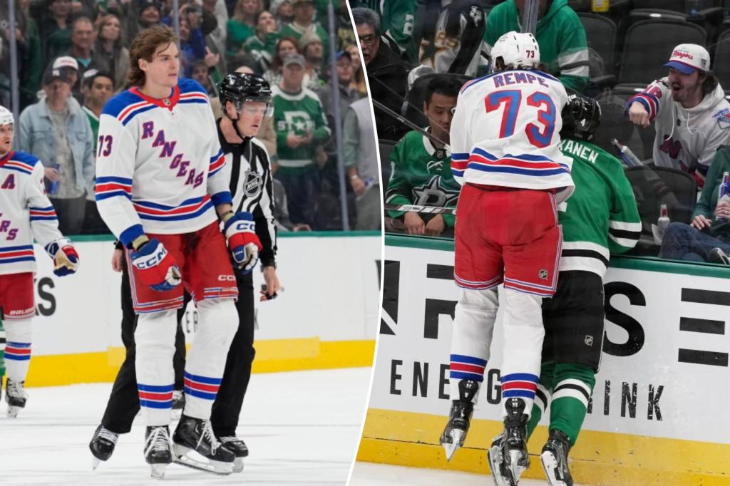 Rangers' Matt Rempe offered in-person hearing for hit on Miro Heiskanen