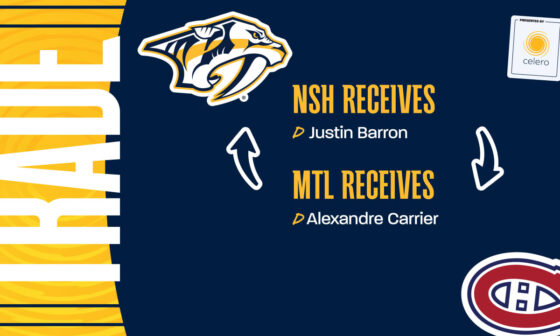 Predators Acquire Justin Barron From Montreal