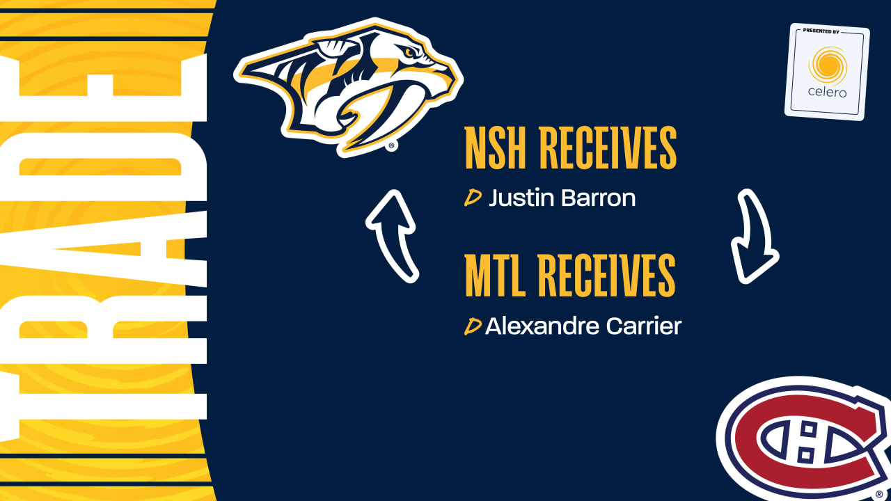 Predators Acquire Justin Barron From Montreal