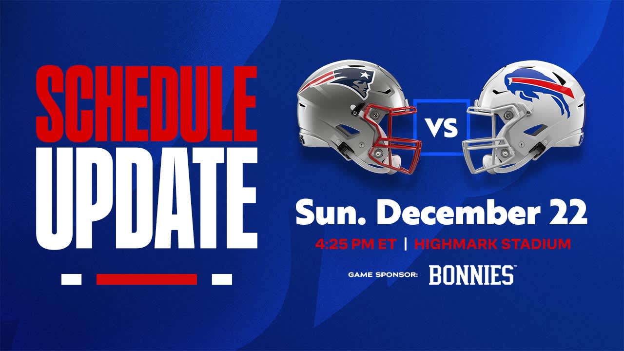 Flex! Buffalo Bills Week 16 home game vs. Patriots moved to late afternoon slate