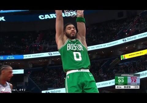 [Highlights] Tatum posts 28 points and 12 rebounds while Pritchard gets 15-11-6 off the bench as he hit five more threes and the Celtics win in D.C. for the third time this season!