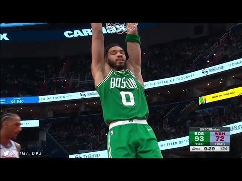 [Highlights] Tatum posts 28 points and 12 rebounds while Pritchard gets 15-11-6 off the bench as he hit five more threes and the Celtics win in D.C. for the third time this season!