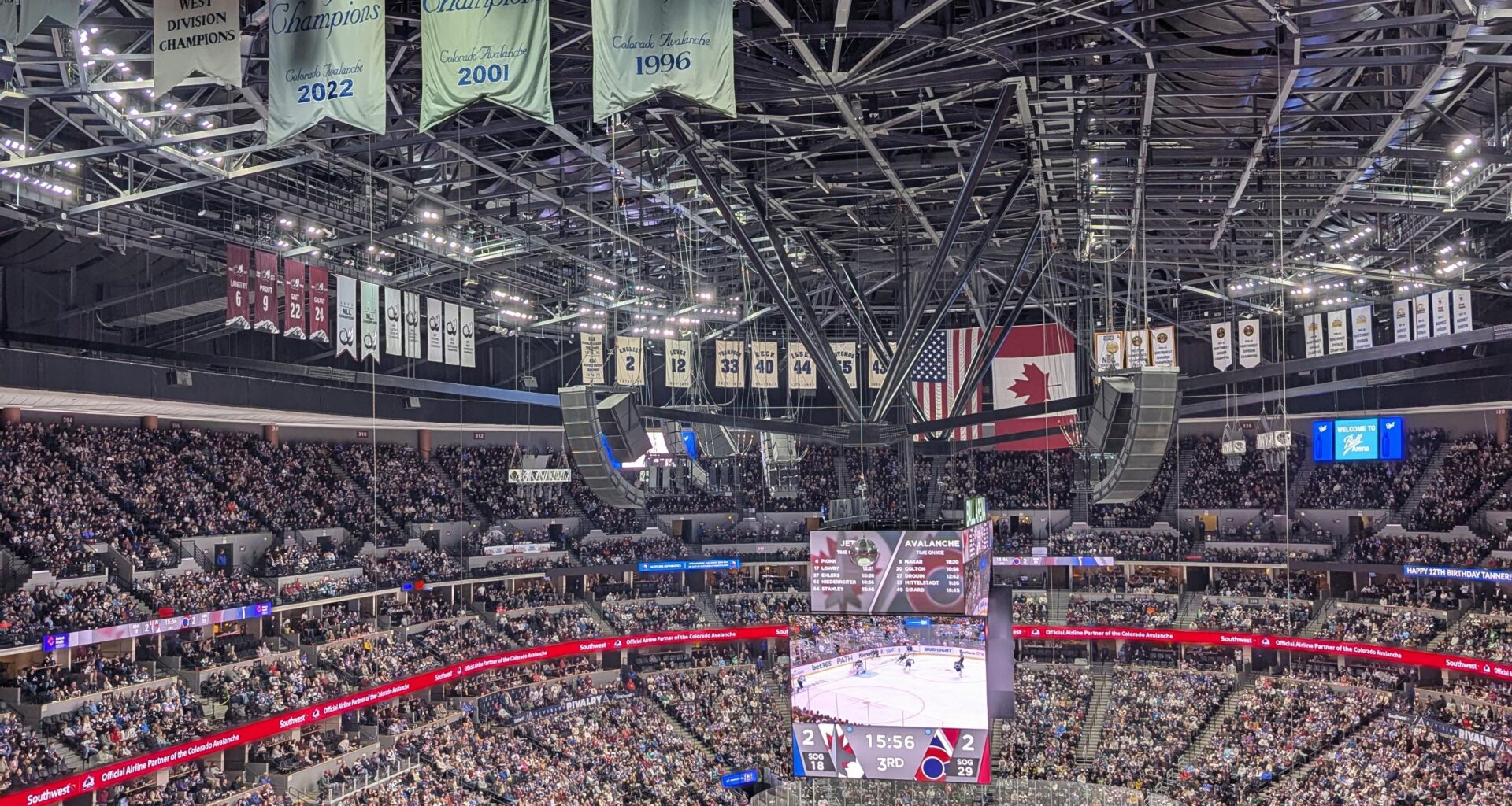 Great team win, and great view of the banners from the nosebleeds