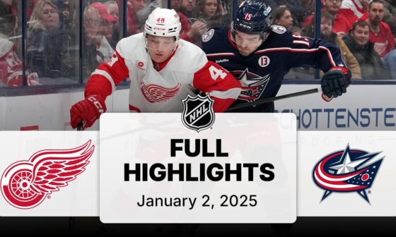 NHL Highlights | Red Wings vs. Blue Jackets | January 02, 2025