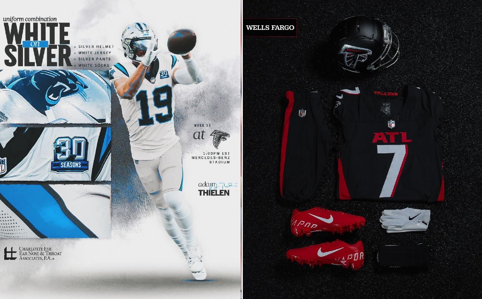 The Panthers will tie the Jaguars “record” of having 13 different uni combos in a single season this Sunday.