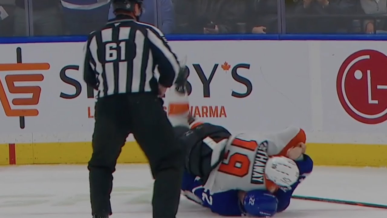 Jake McCabe Shaken Up After Dropping 🥊 Gloves 🥊 With Garnet Hathaway