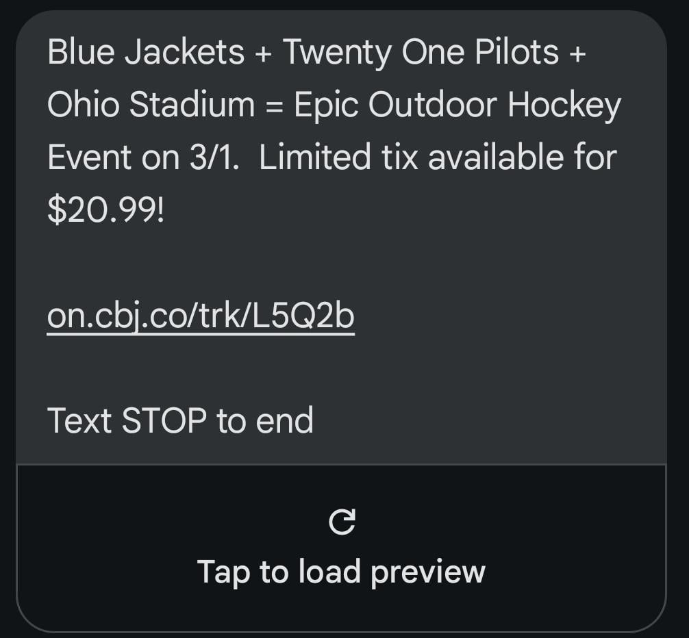 Just got this text for student Stadium series tickets $20 each