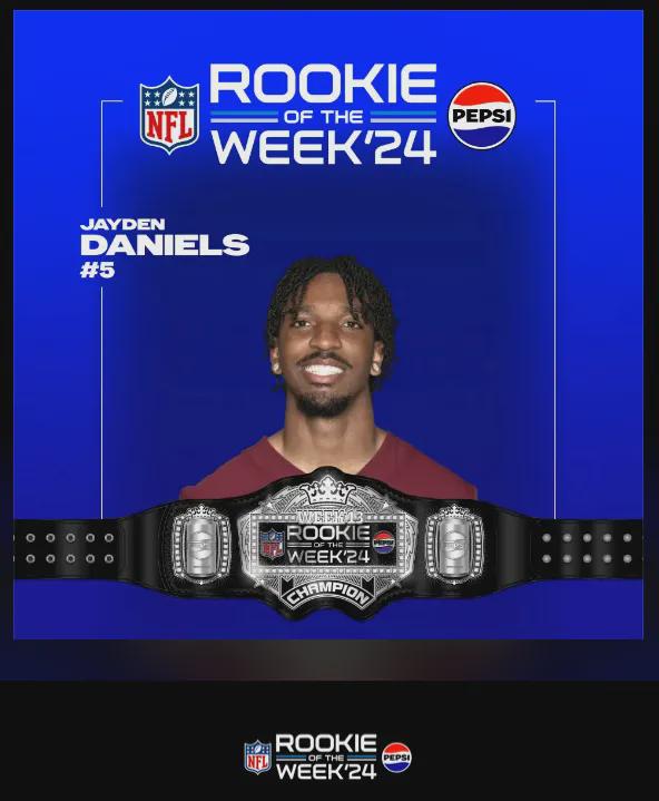 Jayden Daniels is the Pepsi Zero Sugar NFL Rookie of the Week - Week 17