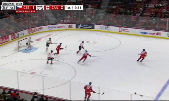 Tanner Howe scores shorthanded on a feed from Brayden Yager to tie the game at 1 against Czechia