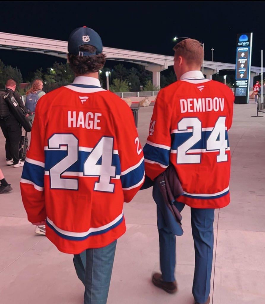 Michael Hage posted this photo of himself and Ivan Demidov from the NHL Draft last summer