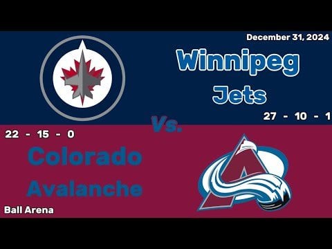 Winnipeg Jets vs Colorado Avalanche | December 31, 2024 | All Goals