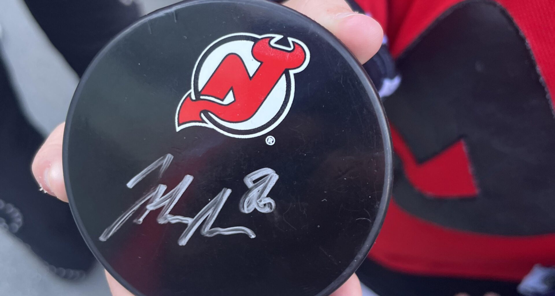 Just won a signed puck waiting to get into Crypto. Shoutout to the people that asked me the trivia question!