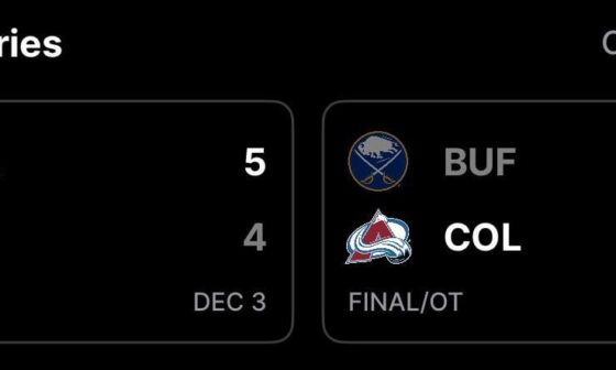 AVALANCHE COME BACK AGAINST THE SABRES AGAIN