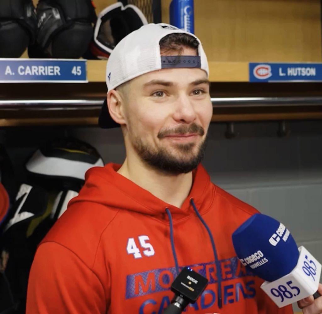 Alexandre Carrier today on what he’s noticed since joining the Habs: “The chemistry of the guys. I think the guys are like brothers in this locker room…They’re enthusiastic, they’re happy, they’re excited…”